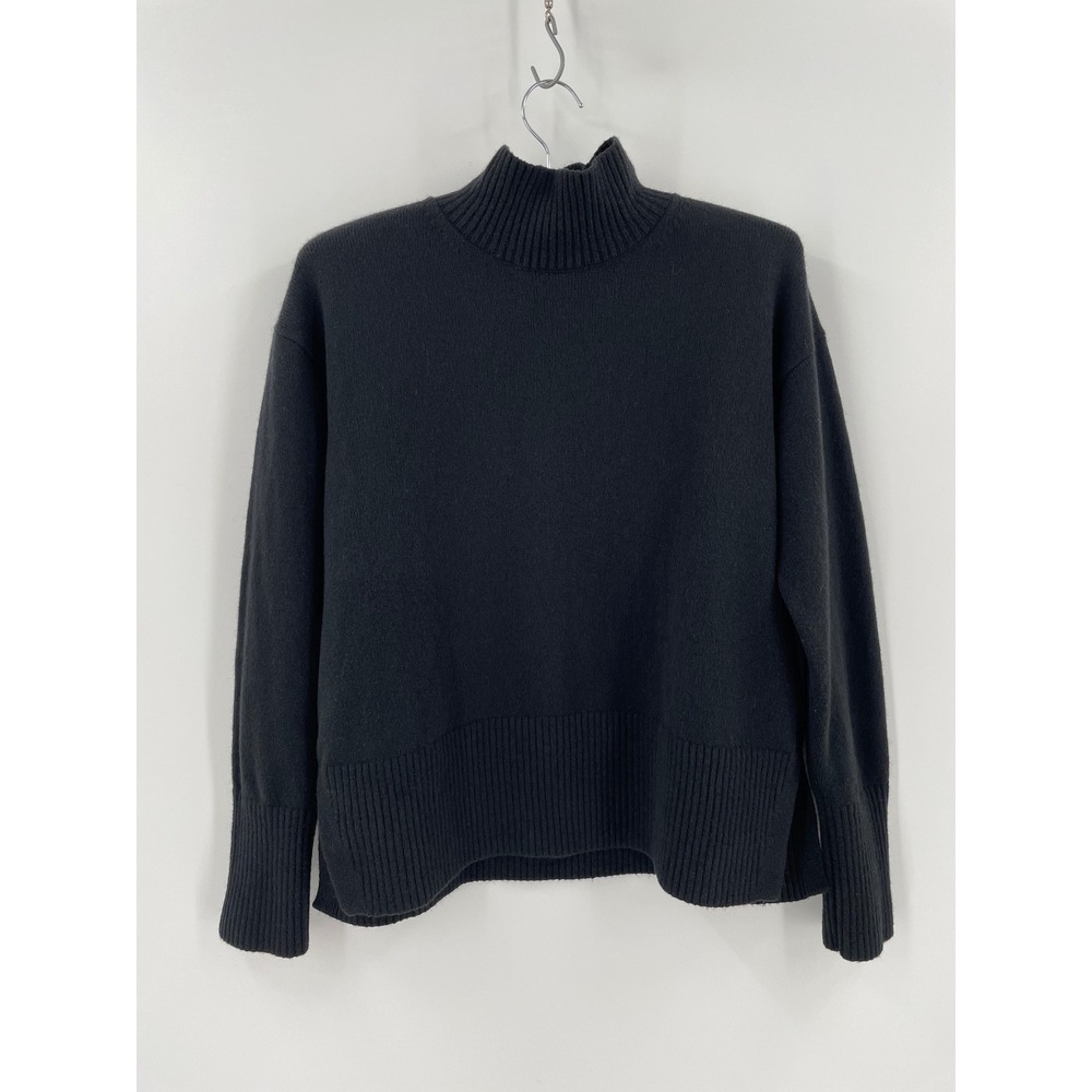 Banana Republic Black Mock Neck Sweater Womens Large‎ Cotton Blend Minimalist